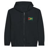 Sweat à capuche à fermeture éclair drapeau guyana en broderie - pixelformaflag