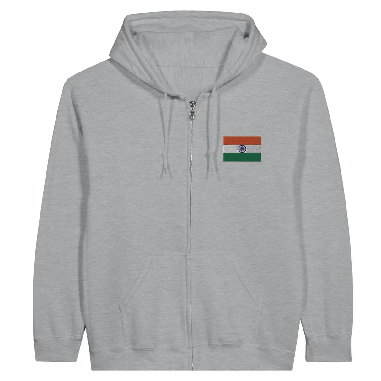 Sweat à capuche à fermeture éclair drapeau inde en broderie - pixelformaflag