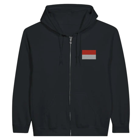 Sweat à capuche à fermeture éclair drapeau indonésie en broderie - pixelformaflag