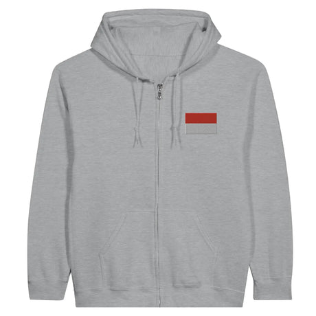 Sweat à capuche à fermeture éclair drapeau indonésie en broderie - pixelformaflag