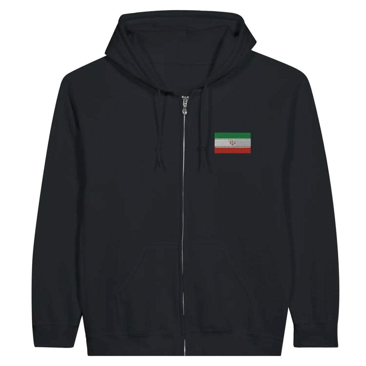 Sweat à capuche à fermeture éclair drapeau iran en broderie - pixelformaflag