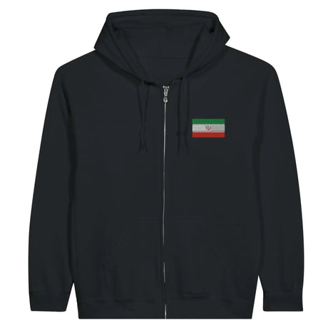 Sweat à capuche à fermeture éclair drapeau iran en broderie - pixelformaflag