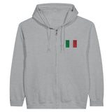 Sweat à capuche à fermeture éclair drapeau italie en broderie - pixelformaflag