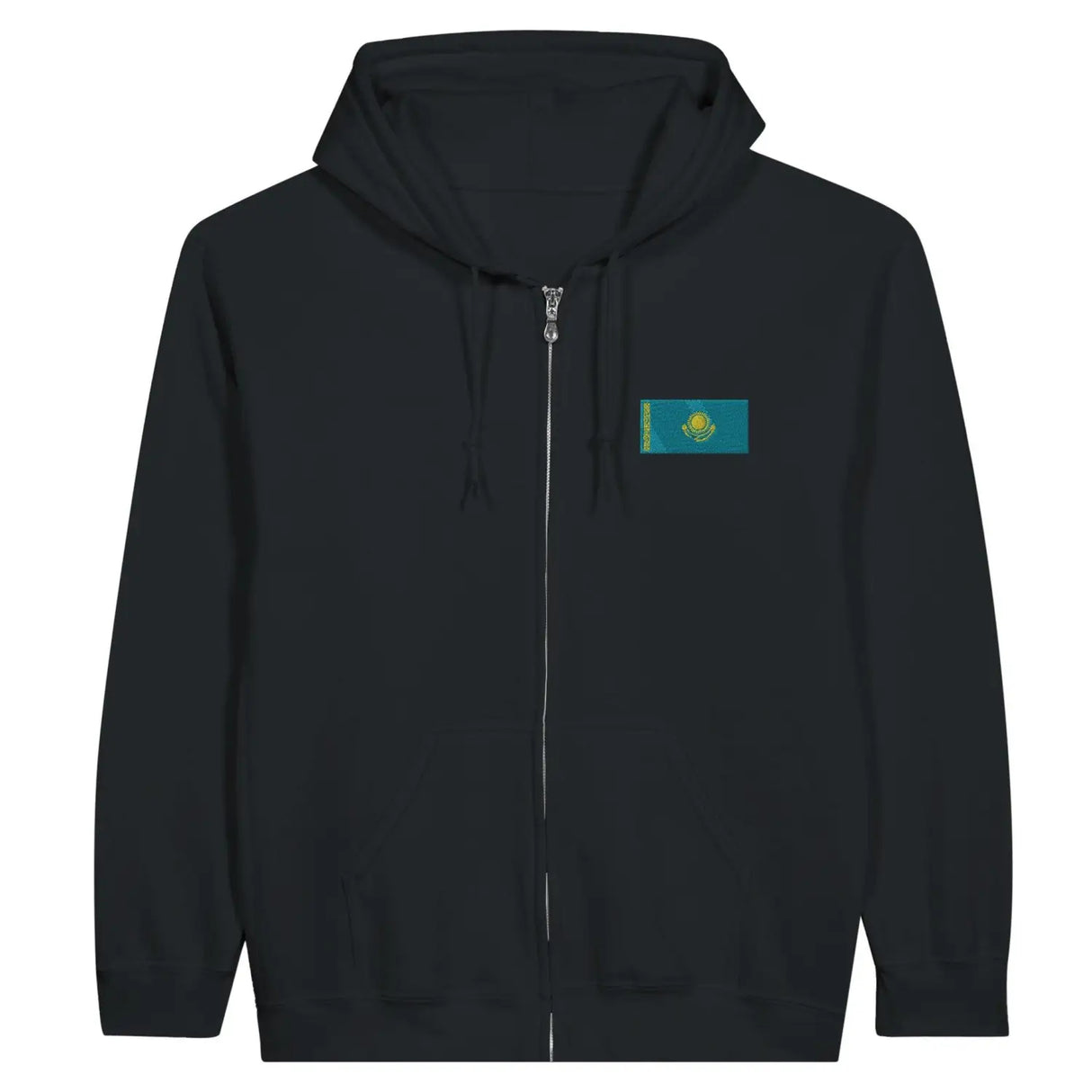 Sweat à capuche à fermeture éclair drapeau kazakhstan en broderie - pixelformaflag