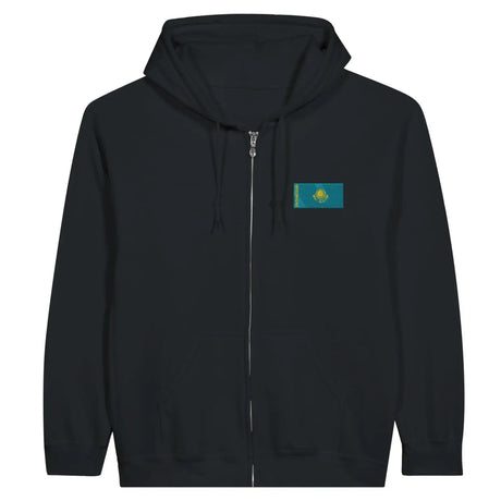 Sweat à capuche à fermeture éclair drapeau kazakhstan en broderie - pixelformaflag