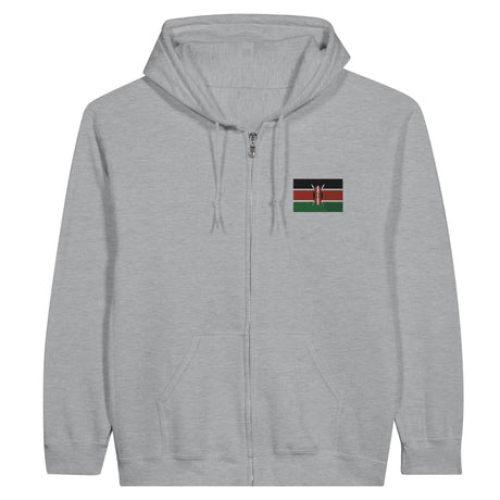 Sweat à capuche à fermeture éclair drapeau kenya en broderie - pixelformaflag