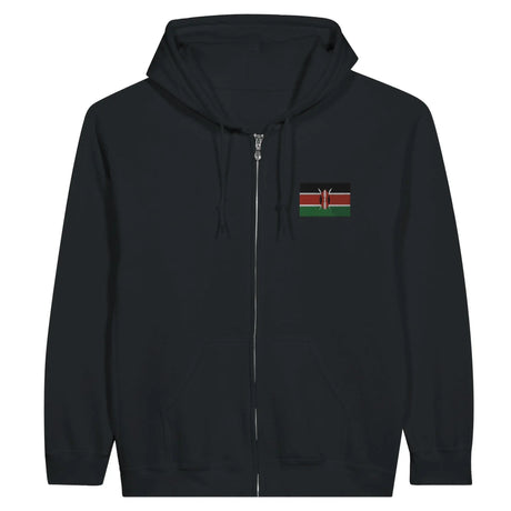 Sweat à capuche à fermeture éclair drapeau kenya en broderie - pixelformaflag