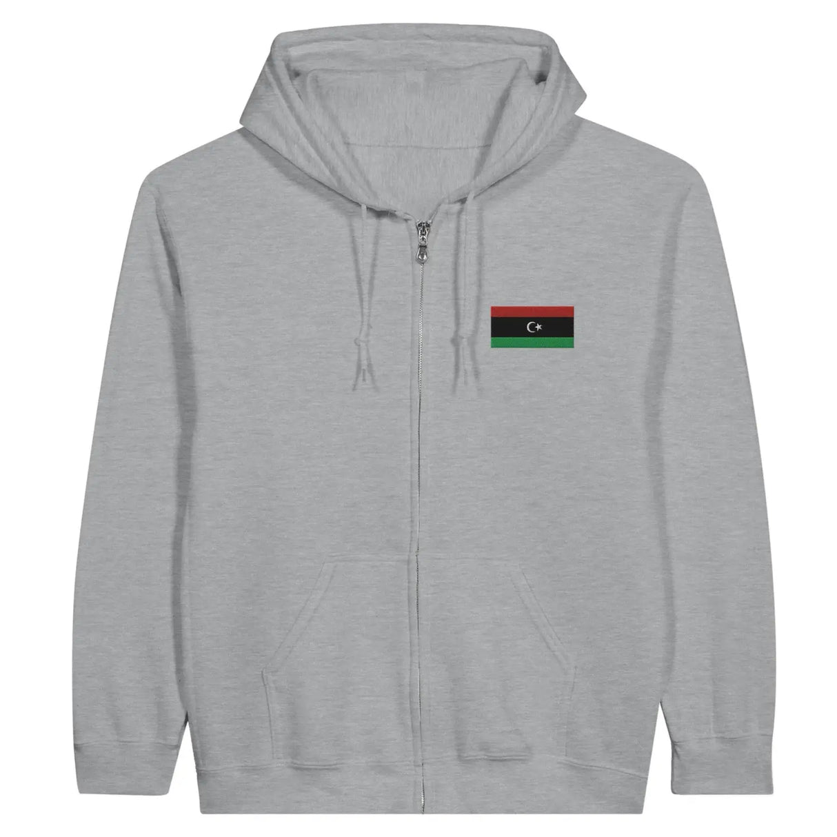 Sweat à capuche à fermeture éclair drapeau libye en broderie - pixelformaflag