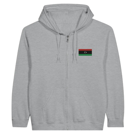 Sweat à capuche à fermeture éclair drapeau libye en broderie - pixelformaflag