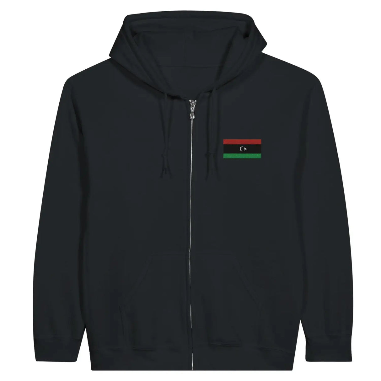 Sweat à capuche à fermeture éclair drapeau libye en broderie - pixelformaflag