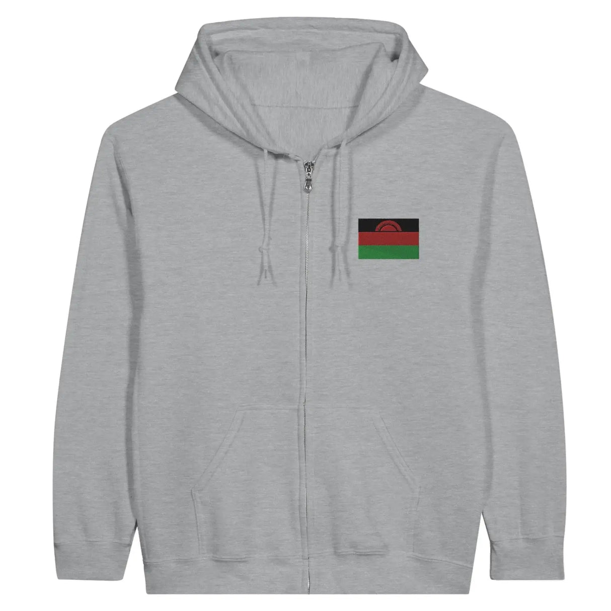 Sweat à capuche à fermeture éclair drapeau malawi en broderie - pixelformaflag