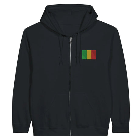 Sweat à capuche à fermeture éclair drapeau mali en broderie - pixelformaflag