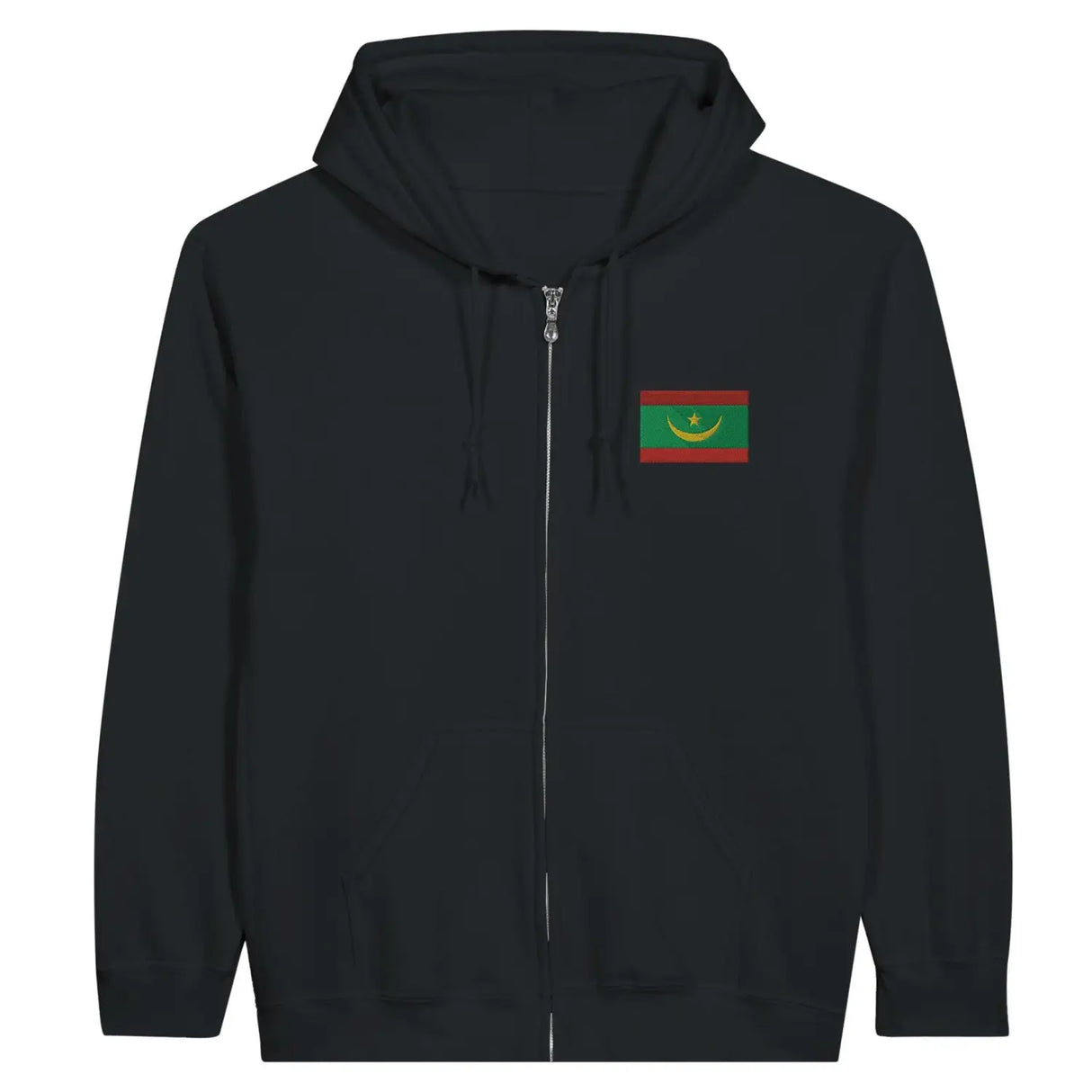 Sweat à capuche à fermeture éclair drapeau mauritanie en broderie - pixelformaflag