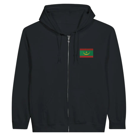 Sweat à capuche à fermeture éclair drapeau mauritanie en broderie - pixelformaflag