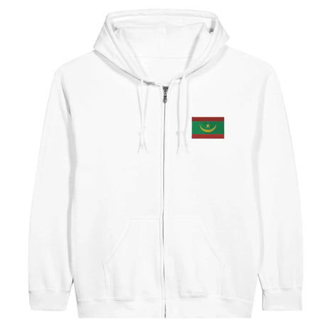 Sweat à capuche à fermeture éclair drapeau mauritanie en broderie - pixelformaflag