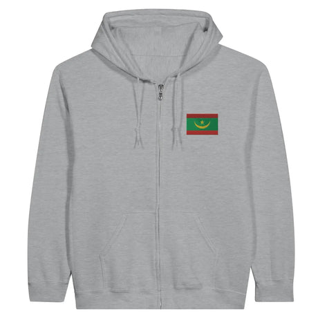 Sweat à capuche à fermeture éclair drapeau mauritanie en broderie - pixelformaflag