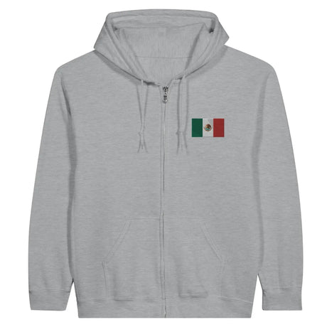Sweat à capuche à fermeture éclair drapeau mexique en broderie - pixelformaflag