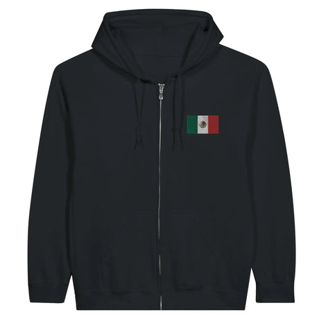 Sweat à capuche à fermeture éclair drapeau mexique en broderie - pixelformaflag