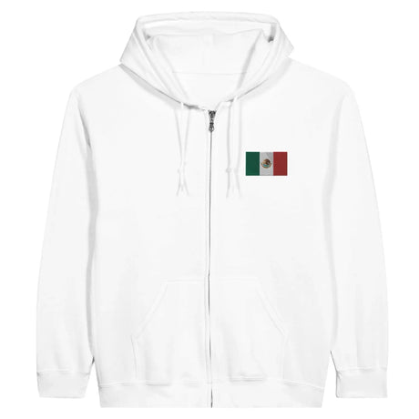 Sweat à capuche à fermeture éclair drapeau mexique en broderie - pixelformaflag