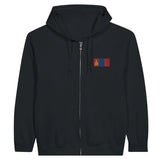 Sweat à capuche à fermeture éclair drapeau mongolie en broderie - pixelformaflag