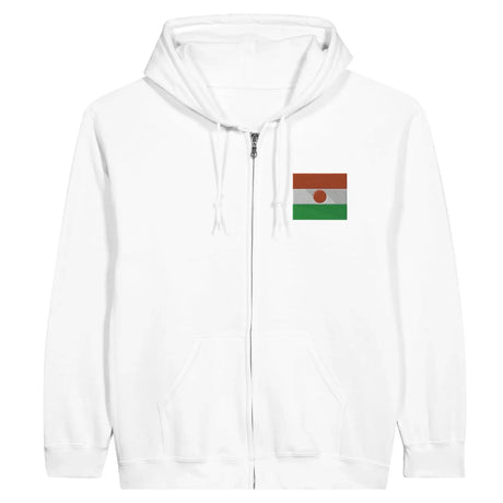 Sweat à capuche à fermeture éclair drapeau niger en broderie - pixelformaflag