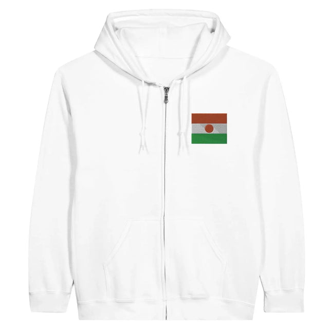 Sweat à capuche à fermeture éclair drapeau niger en broderie - pixelformaflag