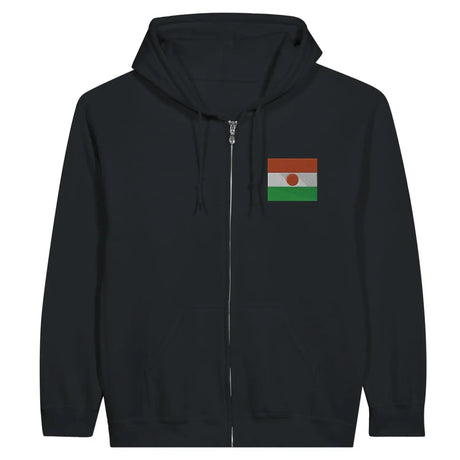 Sweat à capuche à fermeture éclair drapeau niger en broderie - pixelformaflag