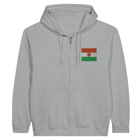 Sweat à capuche à fermeture éclair drapeau niger en broderie - pixelformaflag