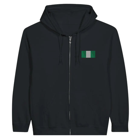 Sweat à capuche à fermeture éclair drapeau nigeria en broderie - pixelformaflag