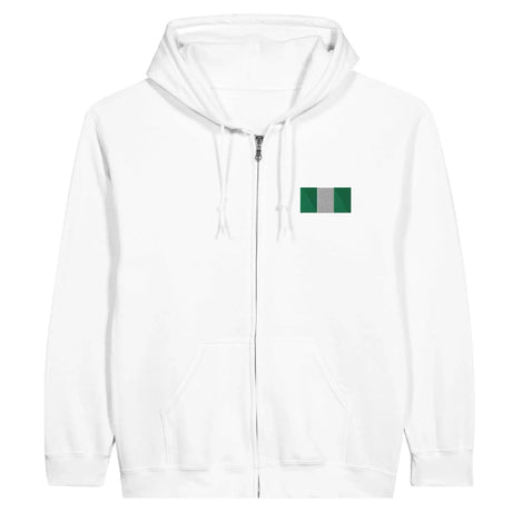Sweat à capuche à fermeture éclair drapeau nigeria en broderie - pixelformaflag