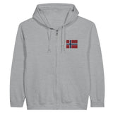 Sweat à capuche à fermeture éclair drapeau norvège en broderie - pixelformaflag