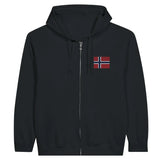 Sweat à capuche à fermeture éclair drapeau norvège en broderie - pixelformaflag