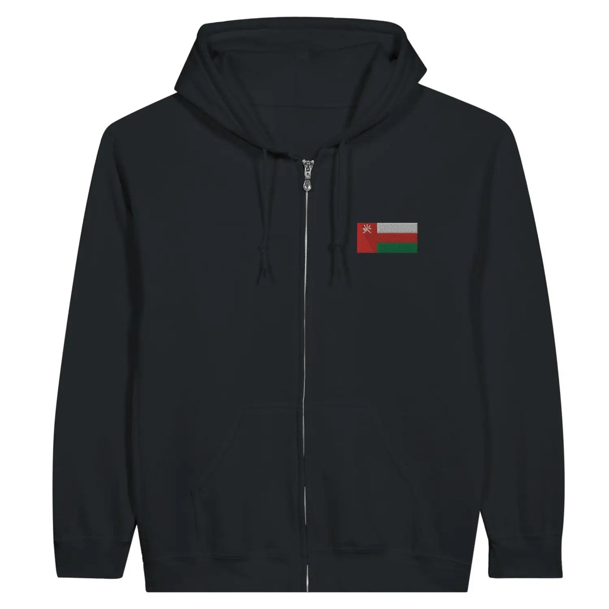 Sweat à capuche à fermeture éclair drapeau oman en broderie - pixelformaflag