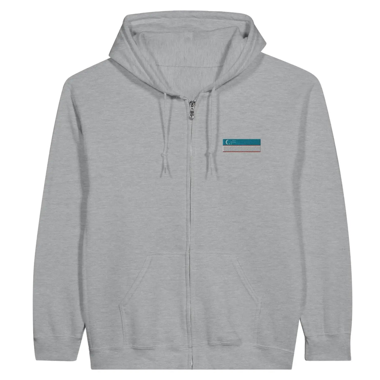 Sweat à capuche à fermeture éclair drapeau ouzbékistan en broderie - pixelformaflag