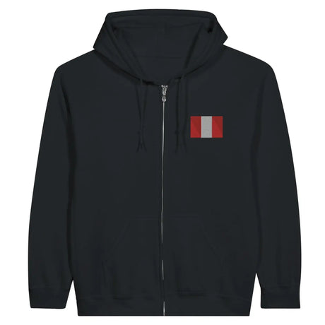 Sweat à capuche à fermeture éclair drapeau pérou en broderie - pixelformaflag