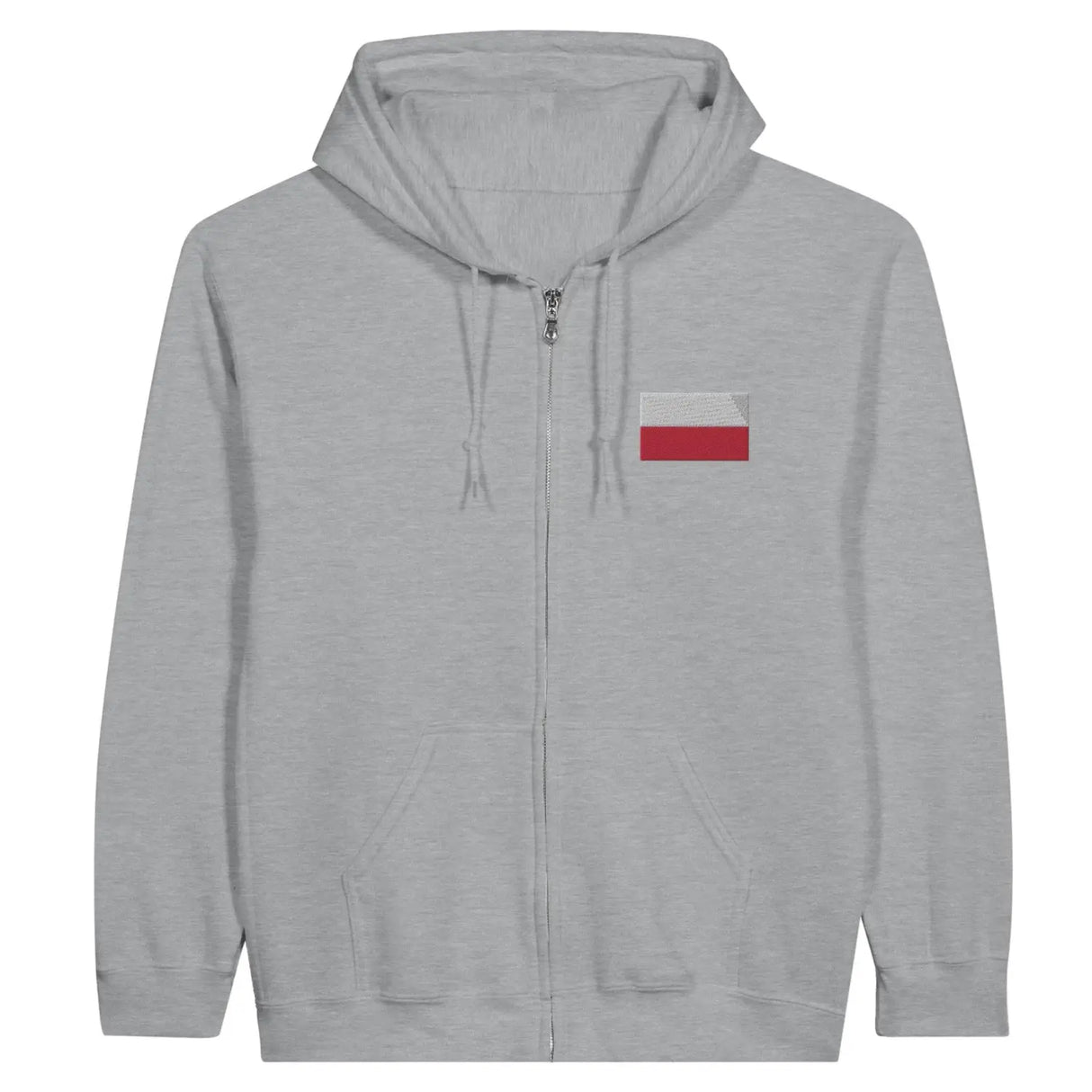 Sweat à capuche à fermeture éclair drapeau pologne en broderie - pixelformaflag