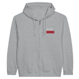Sweat à capuche à fermeture éclair drapeau pologne en broderie - pixelformaflag