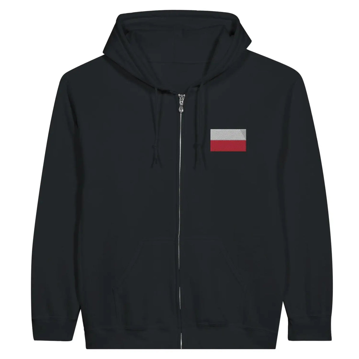 Sweat à capuche à fermeture éclair drapeau pologne en broderie - pixelformaflag