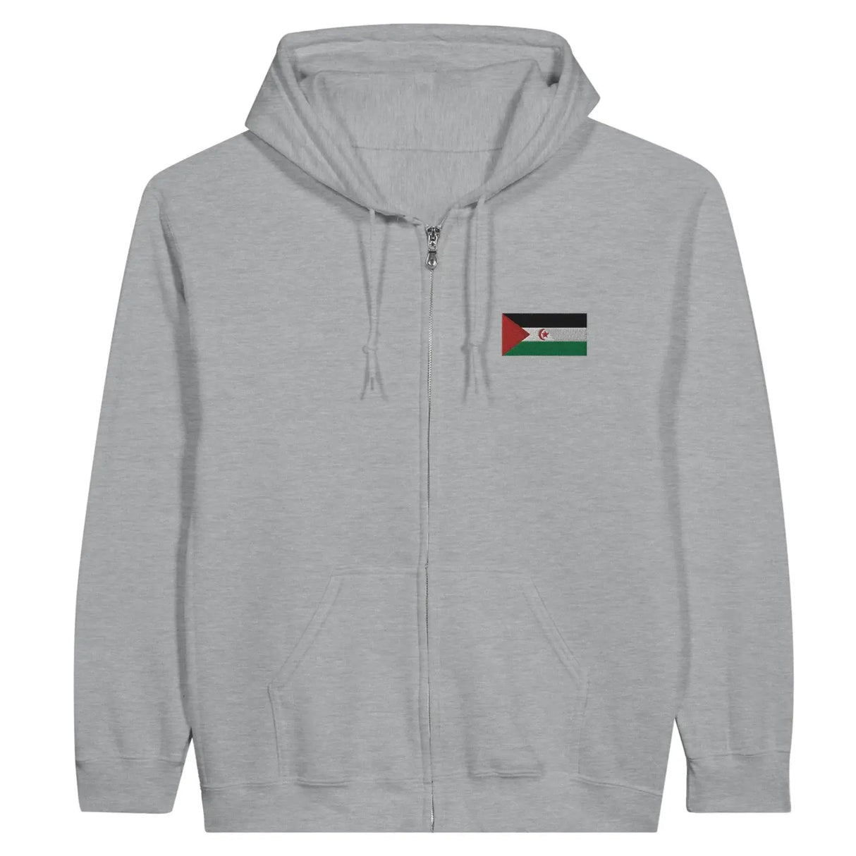 Sweat à capuche à fermeture éclair drapeau république arabe sahraouie démocratique en broderie - pixelformaflag