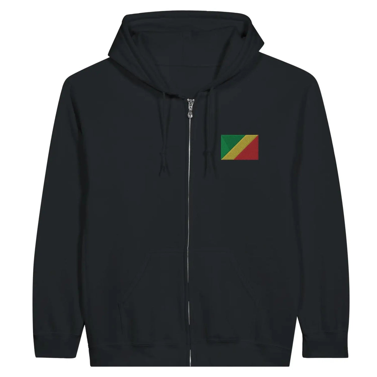 Sweat à capuche à fermeture éclair drapeau république du congo en broderie - pixelformaflag