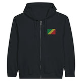 Sweat à capuche à fermeture éclair drapeau république du congo en broderie - pixelformaflag