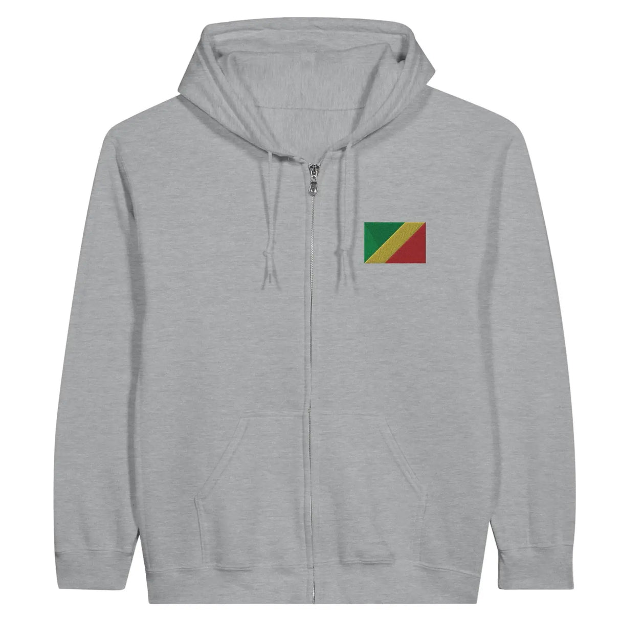 Sweat à capuche à fermeture éclair drapeau république du congo en broderie - pixelformaflag