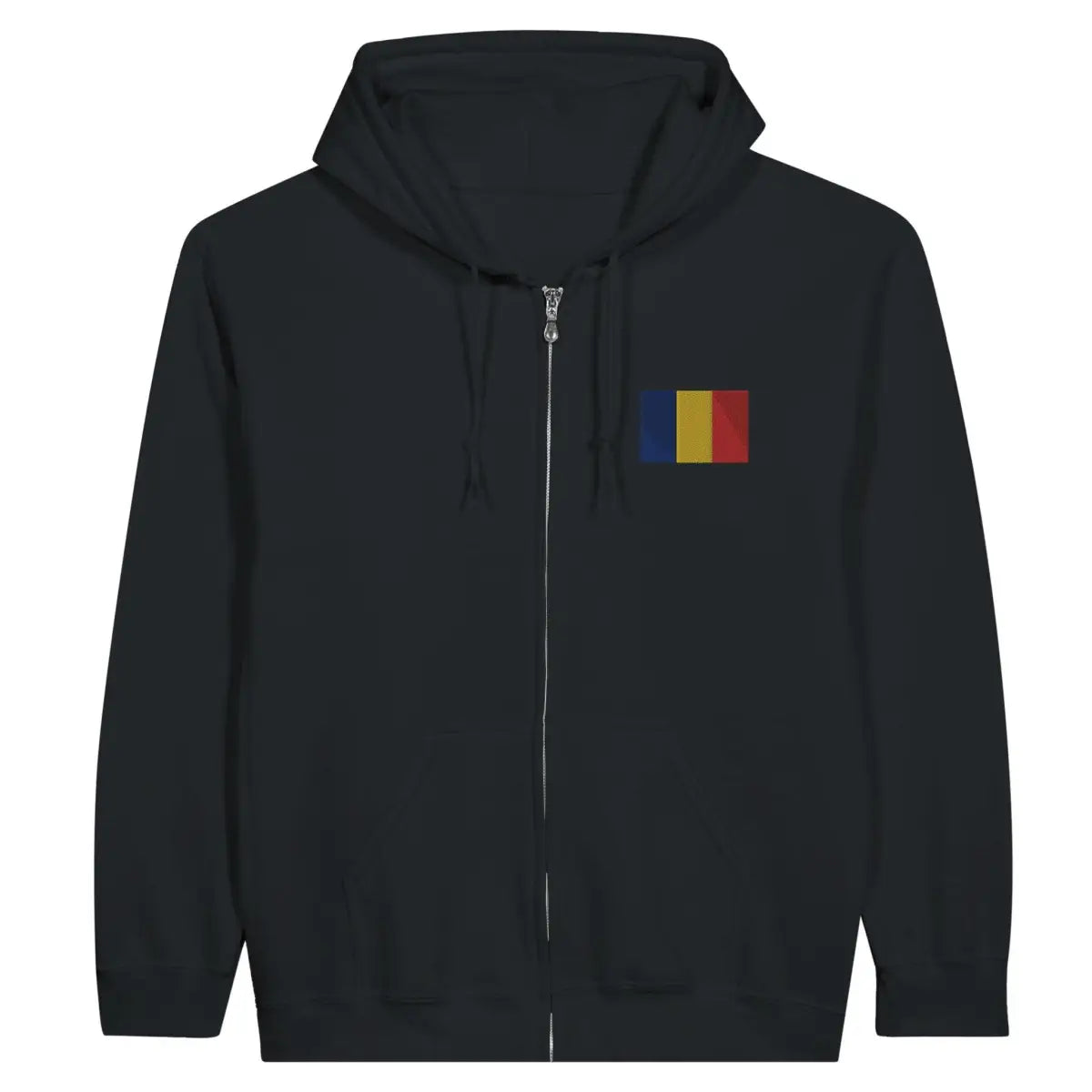 Sweat à capuche à fermeture éclair drapeau roumanie en broderie - pixelformaflag