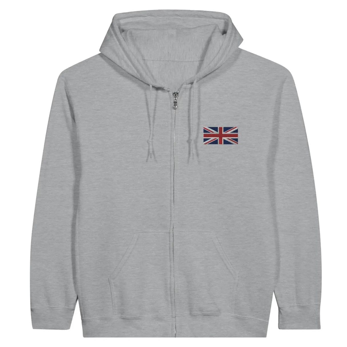 Sweat à capuche à fermeture éclair drapeau royaume-uni en broderie - pixelformaflag