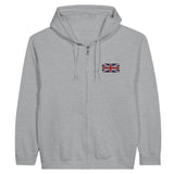 Sweat à capuche à fermeture éclair drapeau royaume-uni en broderie - pixelformaflag