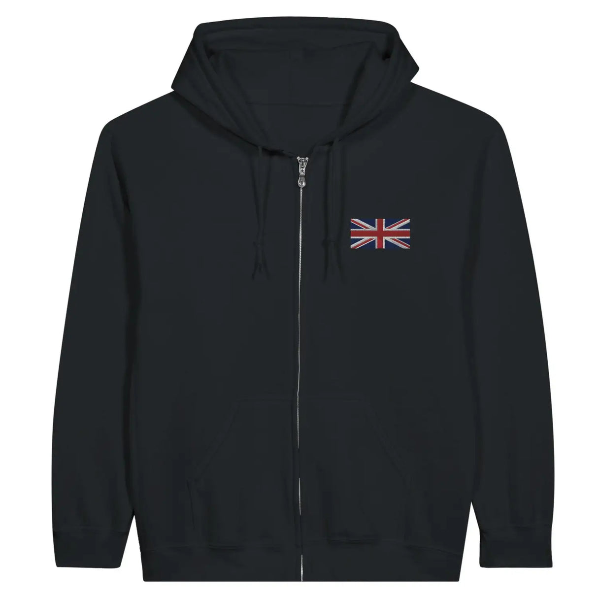 Sweat à capuche à fermeture éclair drapeau royaume-uni en broderie - pixelformaflag