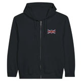 Sweat à capuche à fermeture éclair drapeau royaume-uni en broderie - pixelformaflag