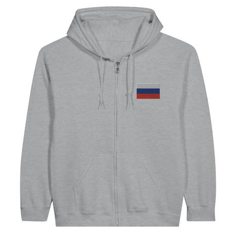 Sweat à capuche à fermeture éclair drapeau russie en broderie - pixelformaflag