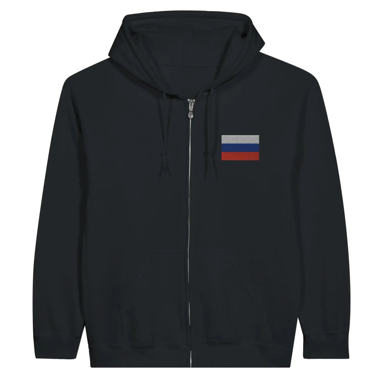 Sweat à capuche à fermeture éclair drapeau russie en broderie - pixelformaflag