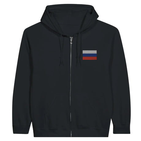 Sweat à capuche à fermeture éclair drapeau russie en broderie - pixelformaflag